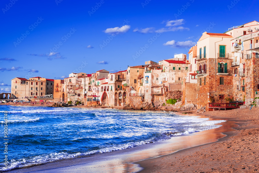 Cefalu, Italy - Famous medieval small town in Sicily, Ligurian Sea