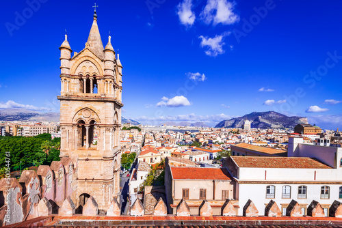 Palermo skyline from Cathedral, world heritage site. Sicily, Italy