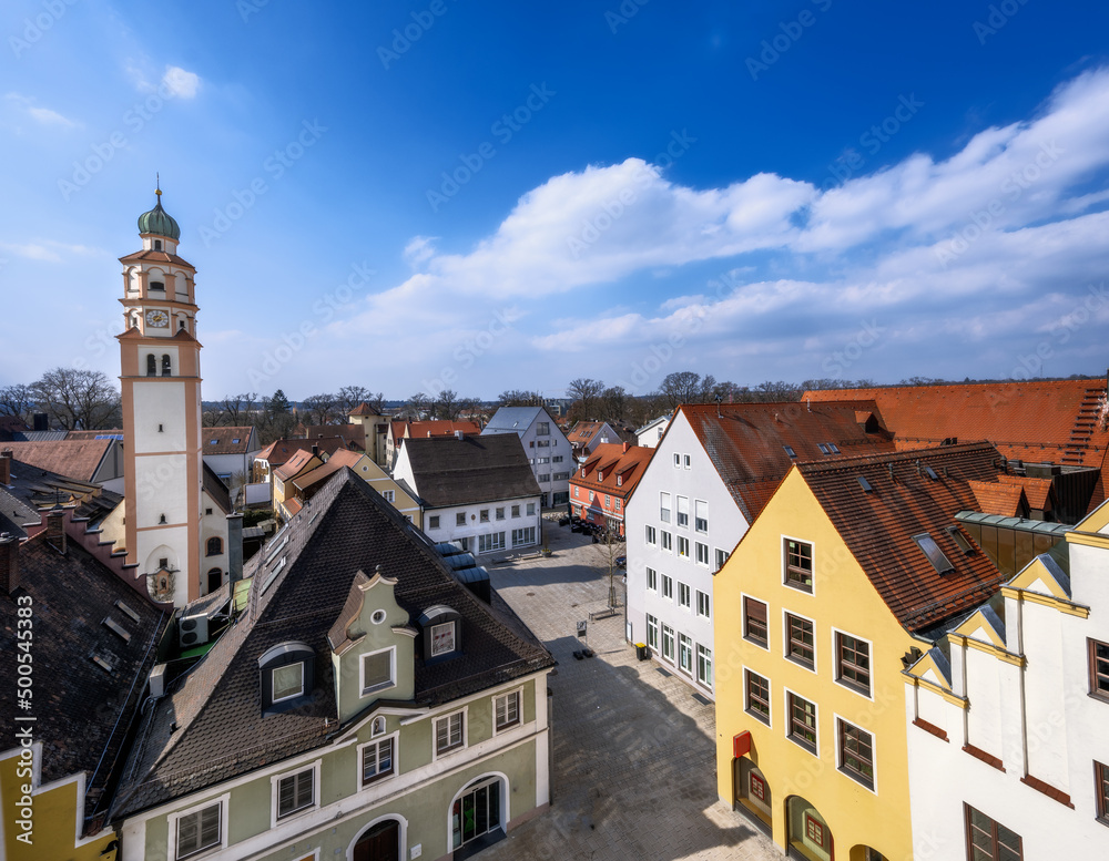 Aerial view over the city of Schrobenhausen