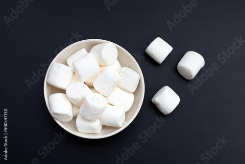 Delicious fluffy round marshmallows, White candy