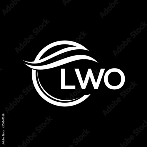 LWO letter logo design on black background. LWO  creative initials letter logo concept. LWO letter design. photo