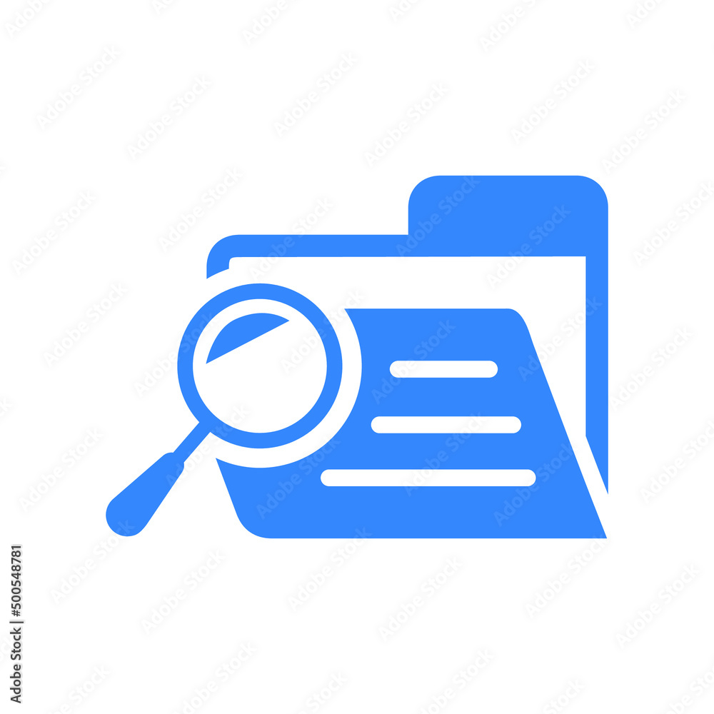 Folder, search, document icon. Blue vector sketch. Folder, search, document icon. Blue vector sketch.