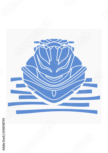 Editable Front View Monochrome Personal Watercraft or Water Scooter on Calm Water Vector Illustration for Artwork Element of Transportation or Recreation Related Design