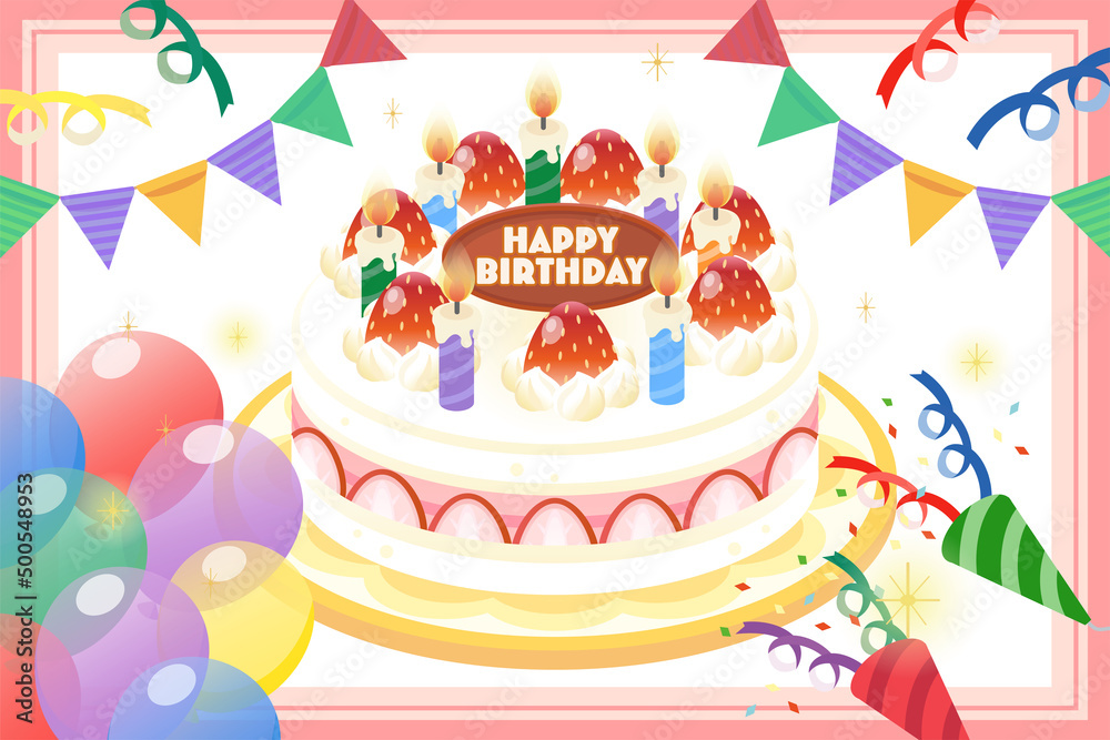 誕生日ケーキのイラスト素材セット(ベクター) 誕生日ケーキのイラスト素材セット(ベクター)