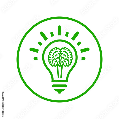 Light bulb, creative, creativity icon. Green vector sketch.