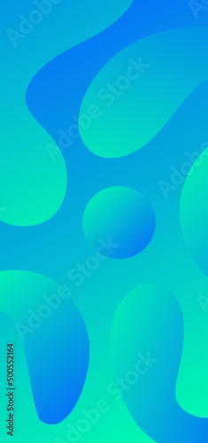Colorful wallpaper. Abstract background with geometric elements. Blue and light green mix abstract gradient wallpaper with beautiful fluid shapes. Best mobile wallpaper.