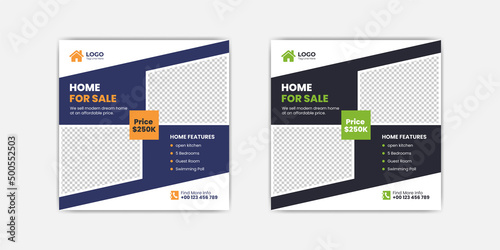 Real estate social media post property sale banner template