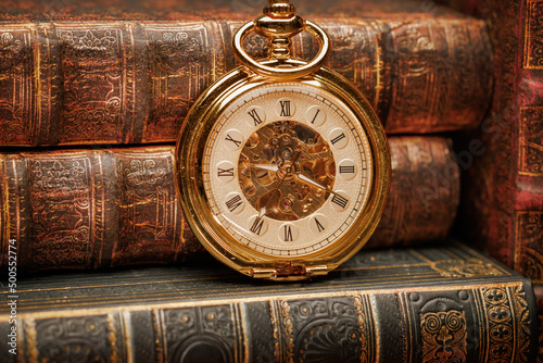 Old Books and Vintage pocket watch