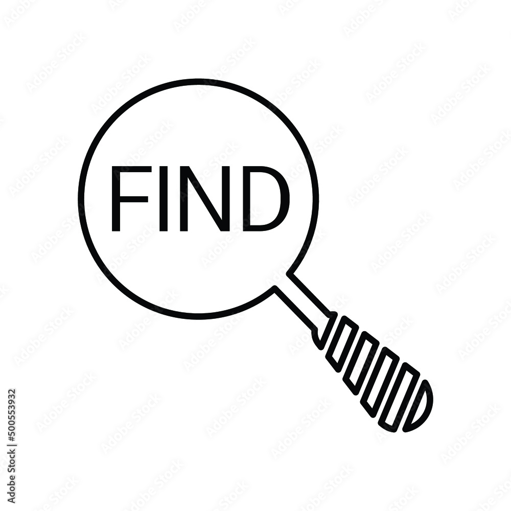 Search, find, glass outline icon. Line vector design. Search, find, glass outline icon. Line vector design.