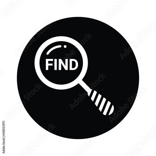 Search, find, glass icon. Black vector sketch.