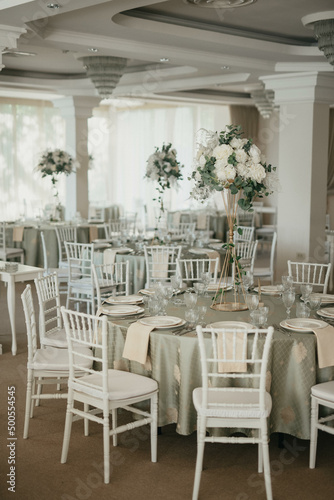 Table setting for an event party or wedding reception. © Tobica