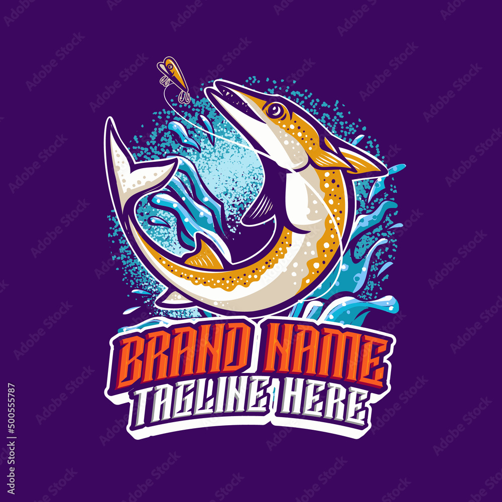 template logo fishing in the wave