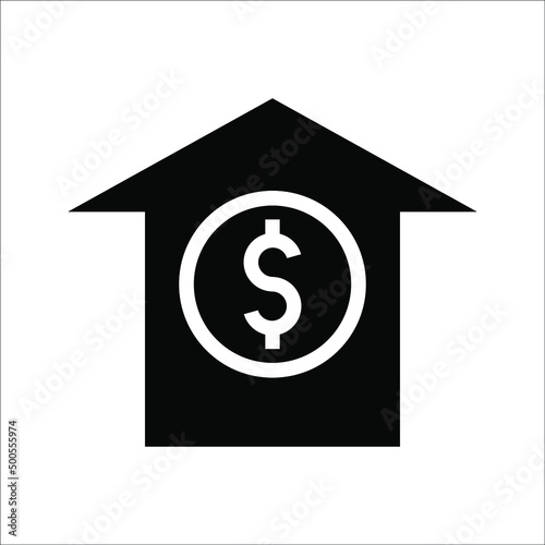 House with dollar coin line icon. linear style sign for mobile concept and web design. Money house outline vector icon. Symbol, logo illustration. Vector graphics. eps 10.