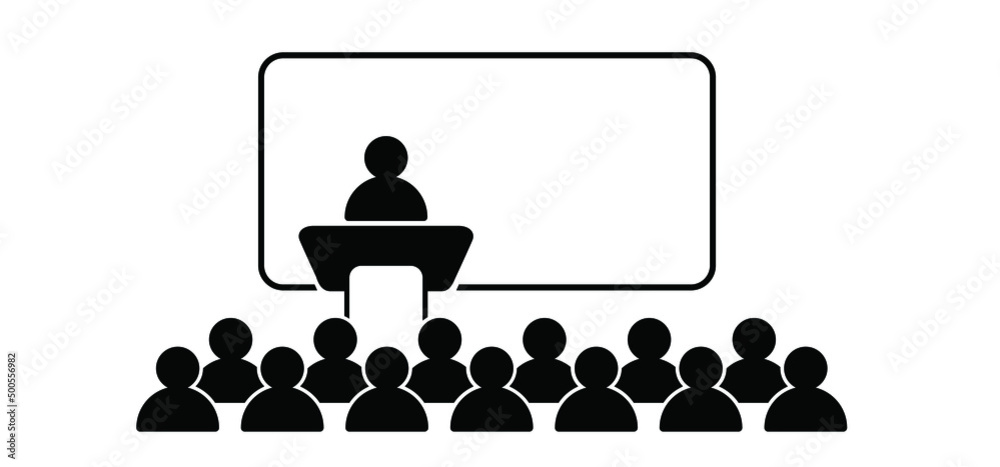Cartoon stickman business or teacher represented by presentation. Stick  figure man or businessman pointing at a board. Training class, meeting  presentation icon or pictogram. students idea. Stock Vector | Adobe Stock