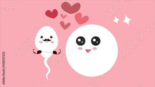 cute sperm and egg character. healthy sperm concept