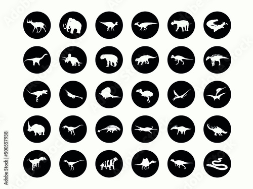 prehistoric animal silhouetteclipart .dinosaurs icons set