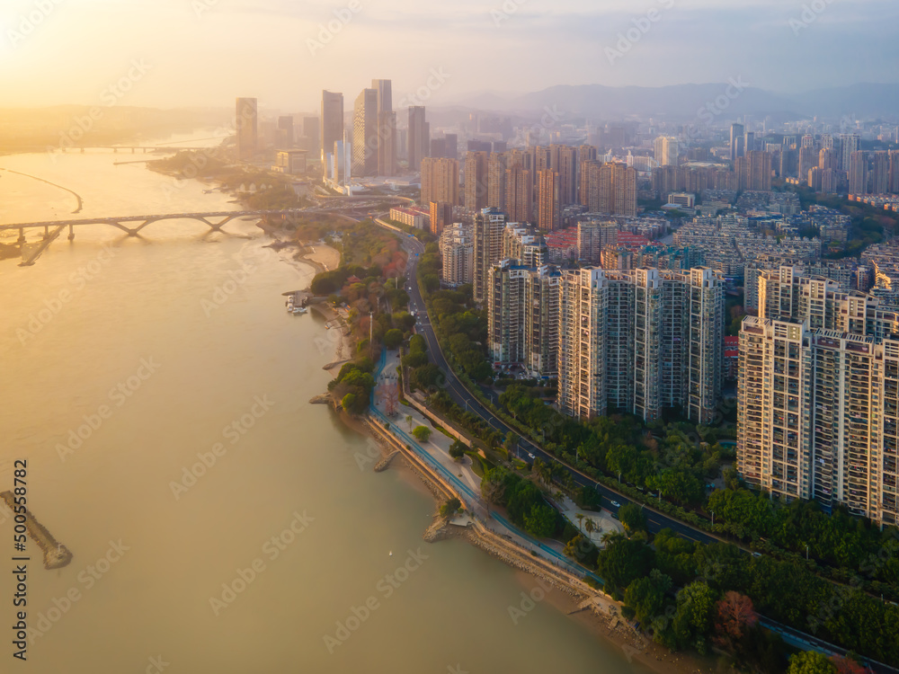 Fototapeta premium Aerial photography of Fuzhou city scenery panorama