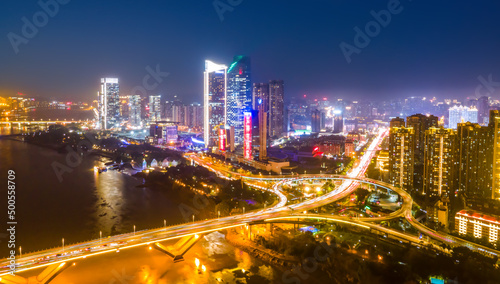Large-format aerial photography of Fuzhou city night scene © 昊 周