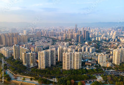 Aerial photography of Fuzhou city scenery panorama © 昊 周