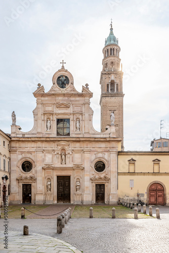 Facade of the church of San Giovanni Evangelista, historic center of Parma, Italy