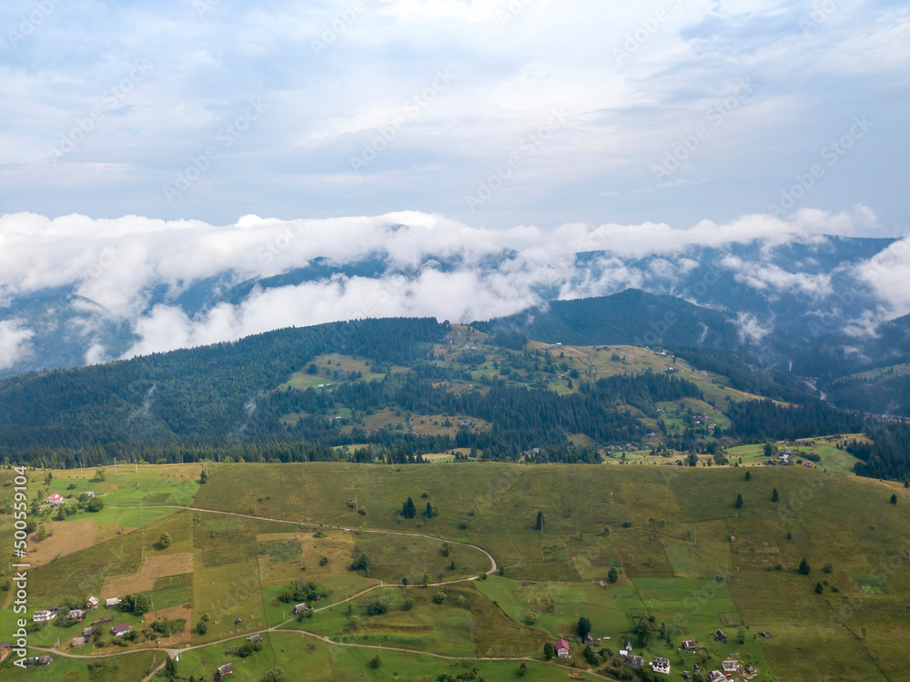 High flight in the mountains of the Ukrainian Carpathians. Aerial drone view. High flight in the mountains of the Ukrainian Carpathians. Aerial drone view.