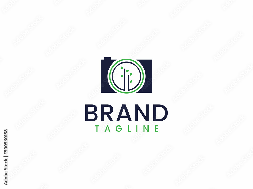 Obraz premium Nature photography logo template, Camera and tree concept