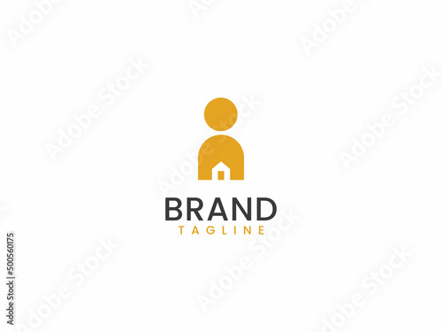 creative real estate agent logo template, Human and home concept