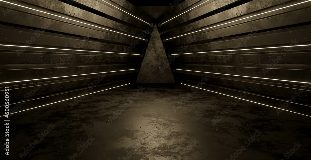 Modern Digital Simulation Metallic Pillars And Floor Lighted Copper Background Alien Concept 3D Illustration Modern Digital Simulation Metallic Pillars And Floor Lighted Copper Background Alien Concept 3D Illustration