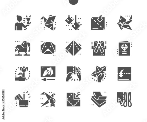 Origami. Hobby and DIY. Paper bird. Master class in origami. Vector Solid Icons. Simple Pictogram