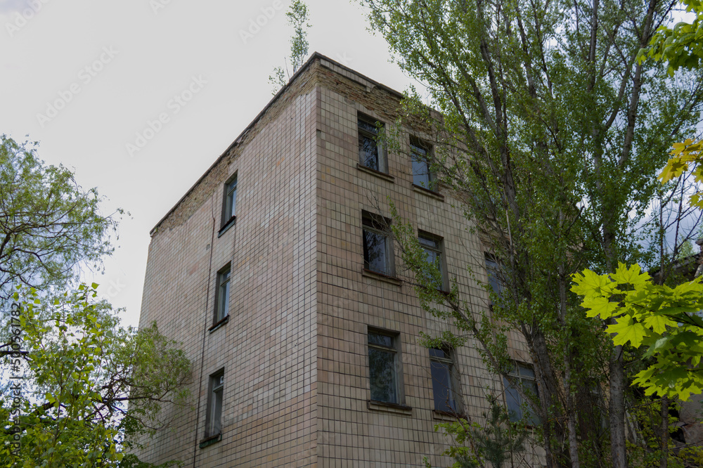 Houses in Chernobyl town in the Ukraine