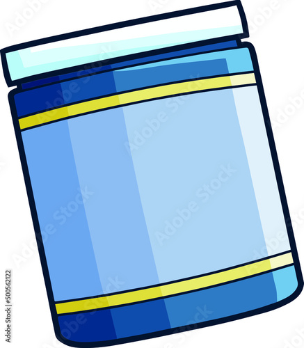 Light blue capsules bottle packaging cartoon illustration