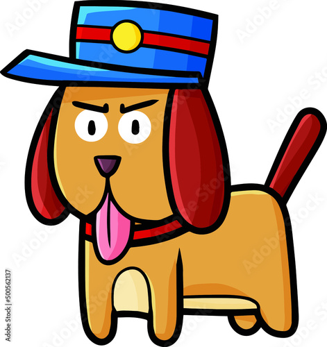 Cute officer dog character with blue hat