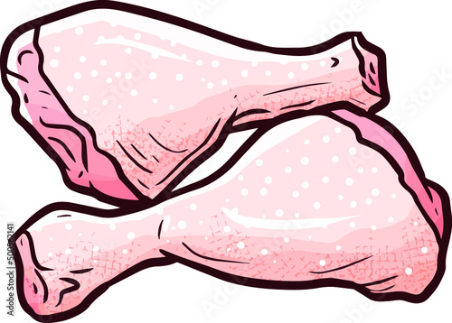 Two fresh raw chicken thighs cartoon vector