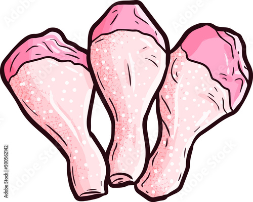 Three fresh raw chicken thighs cartoon vector
