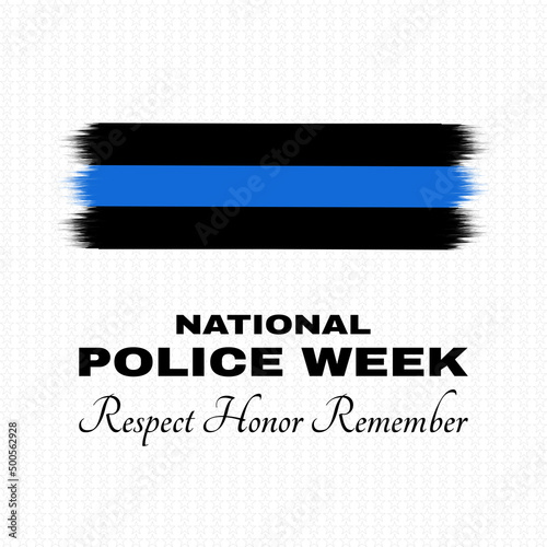 National Police Week background - flag with blue and black lines. Poster, card, banner and background