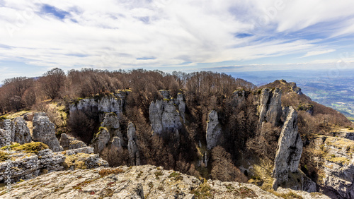 View from the rocks of the Pas de la Laveuse on the Trois Becs massif, Provence