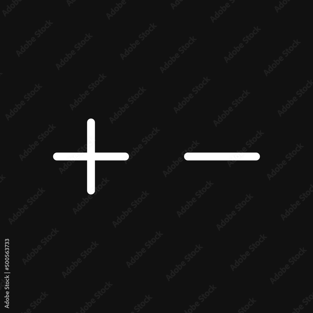 Plus and minus icon on grey background Plus and minus icon on grey background