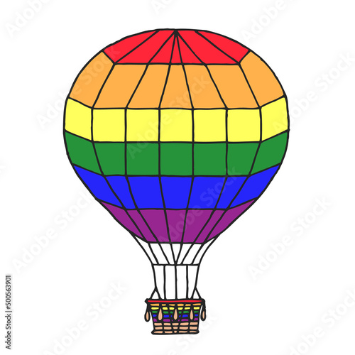 Balloon in the colors of the LGBT community. Hand Drawn. Freehand drawing. Doodle. Sketch.