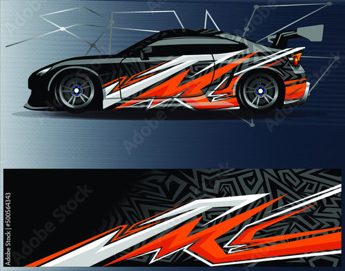 Race car wrap decal designs. Abstract racing and sport background for car livery or daily use car vinyl sticker