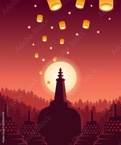Vector illustration of Vesak festival