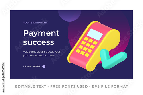 Payment success 3d icon banner template