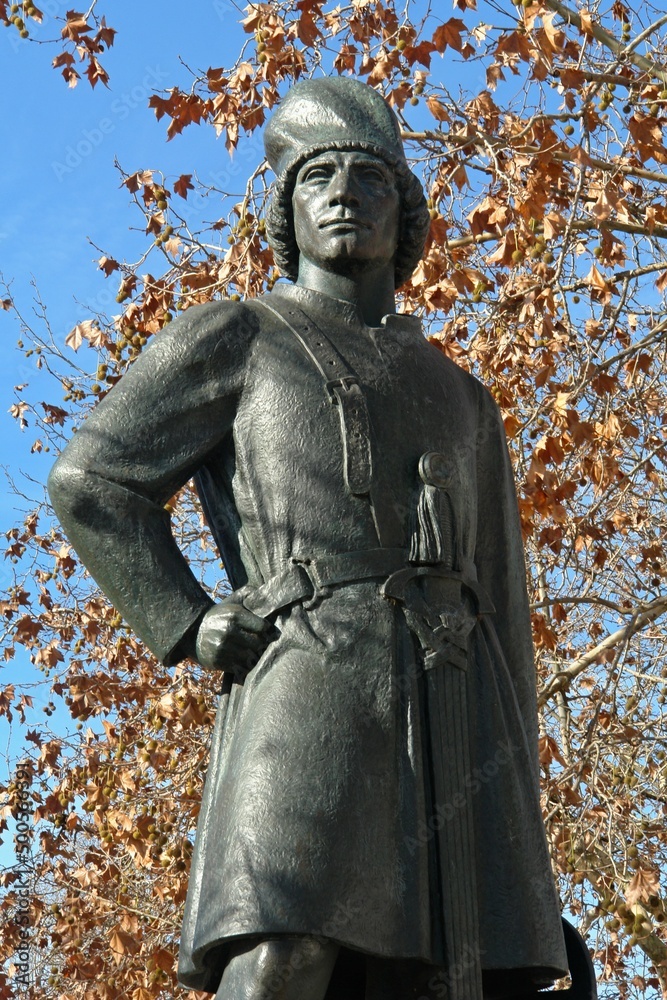 Historical bronze statues on a bridge in Aveiro - Portugal 