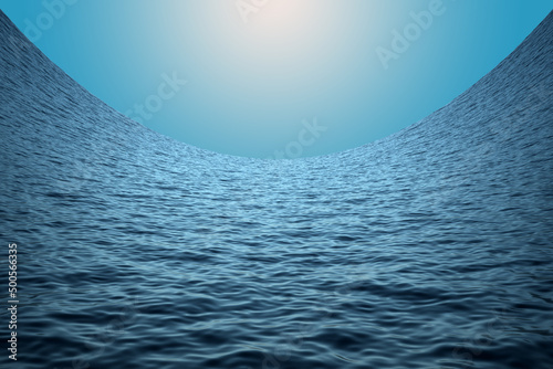 concave ocean surface with horizon photo