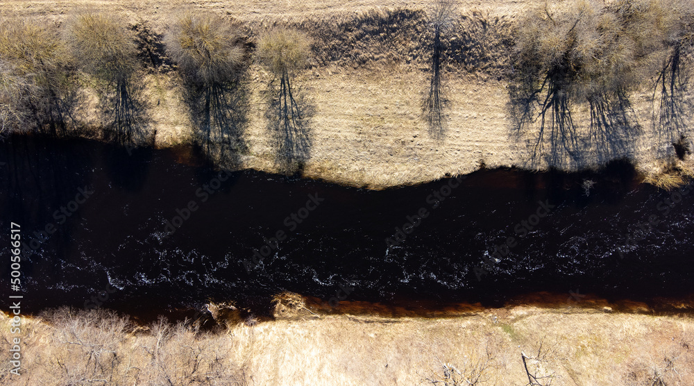 Naklejka premium aerial view of spring Pirita river in Tallinn, Estonia