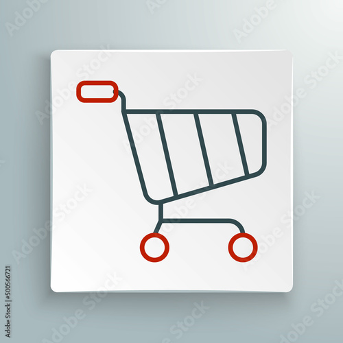 Line Shopping cart icon isolated on white background. Online buying concept. Delivery service sign. Supermarket basket symbol. Colorful outline concept. Vector