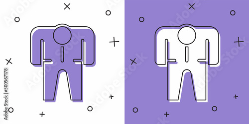 Set Beekeeper costume icon isolated on white and purple background. Special protective uniform. Vector