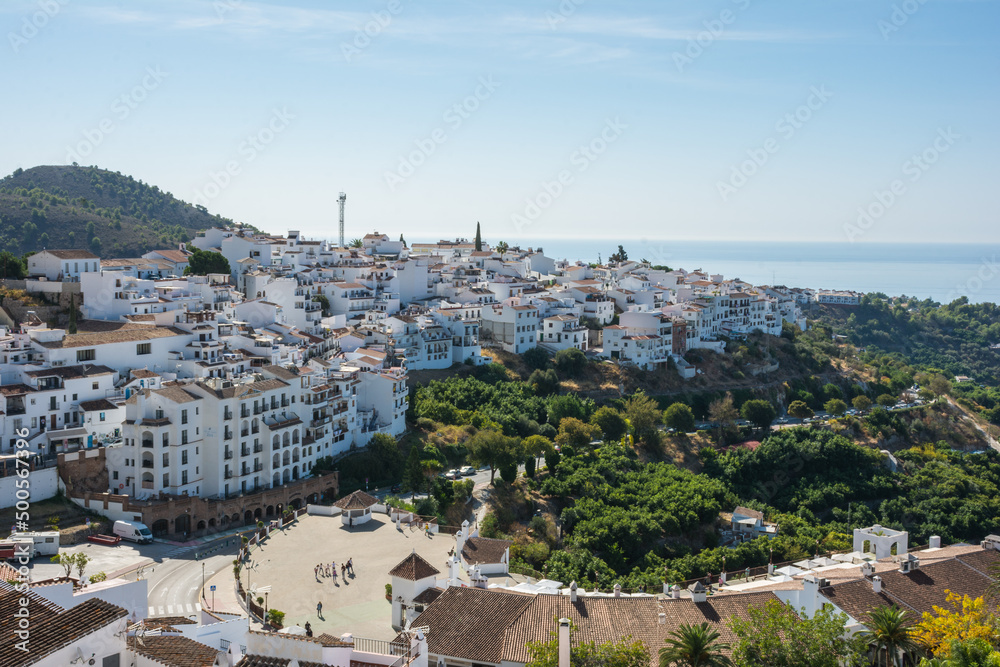 Frigiliana. Panorama view of this beautiful village in Malaga, Andalusia, Spain