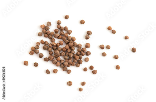 Perilla seeds isolated on white background.top view.