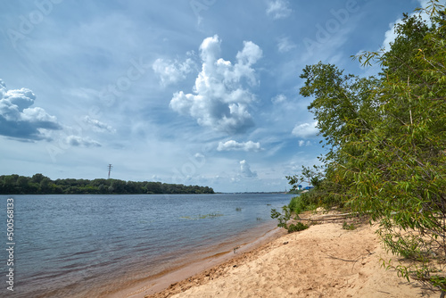Fototapeta Naklejka Na Ścianę i Meble -  Picturesque river landscape. Summer sunny day. Volga river, Russia.