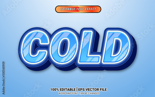 cold blue ice freeze 3d editable text effect template design